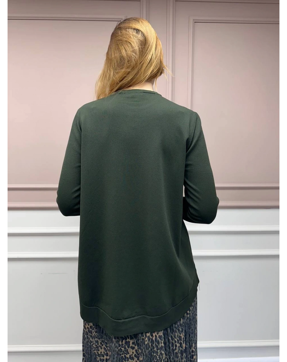 Nuss Triko 25Y902 Haki Önü Kısa Arkası Uzun Tunik