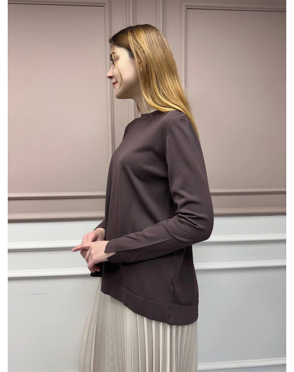 Nuss Triko 25Y902 Kahve Önü Kısa Arkası Uzun Tunik