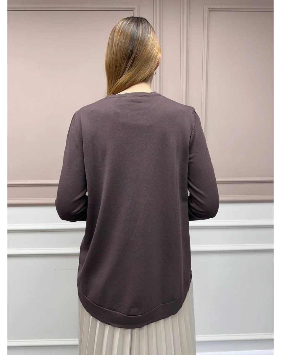 Nuss Triko 25Y902 Kahve Önü Kısa Arkası Uzun Tunik