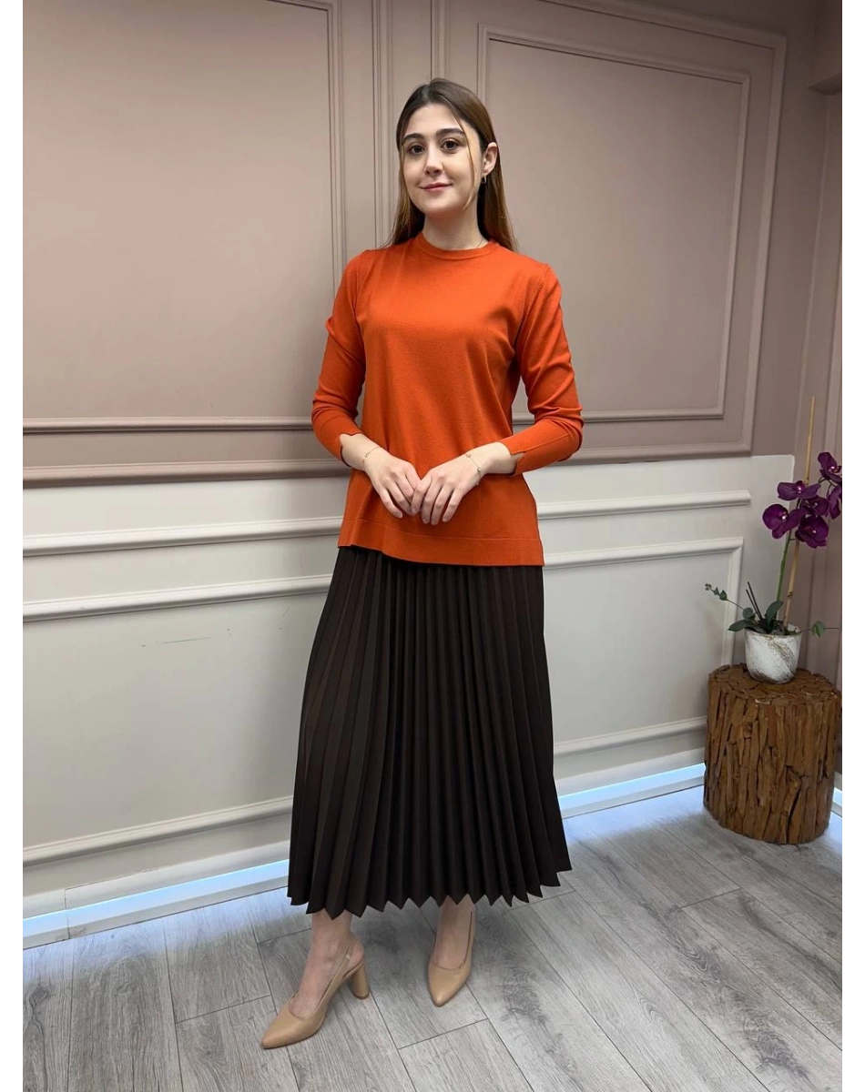 Nuss Triko 25Y902 Kiremit Önü Kısa Arkası Uzun Tunik