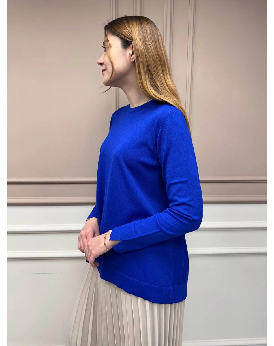 Nuss Triko 25Y902 Saks Önü Kısa Arkası Uzun Tunik