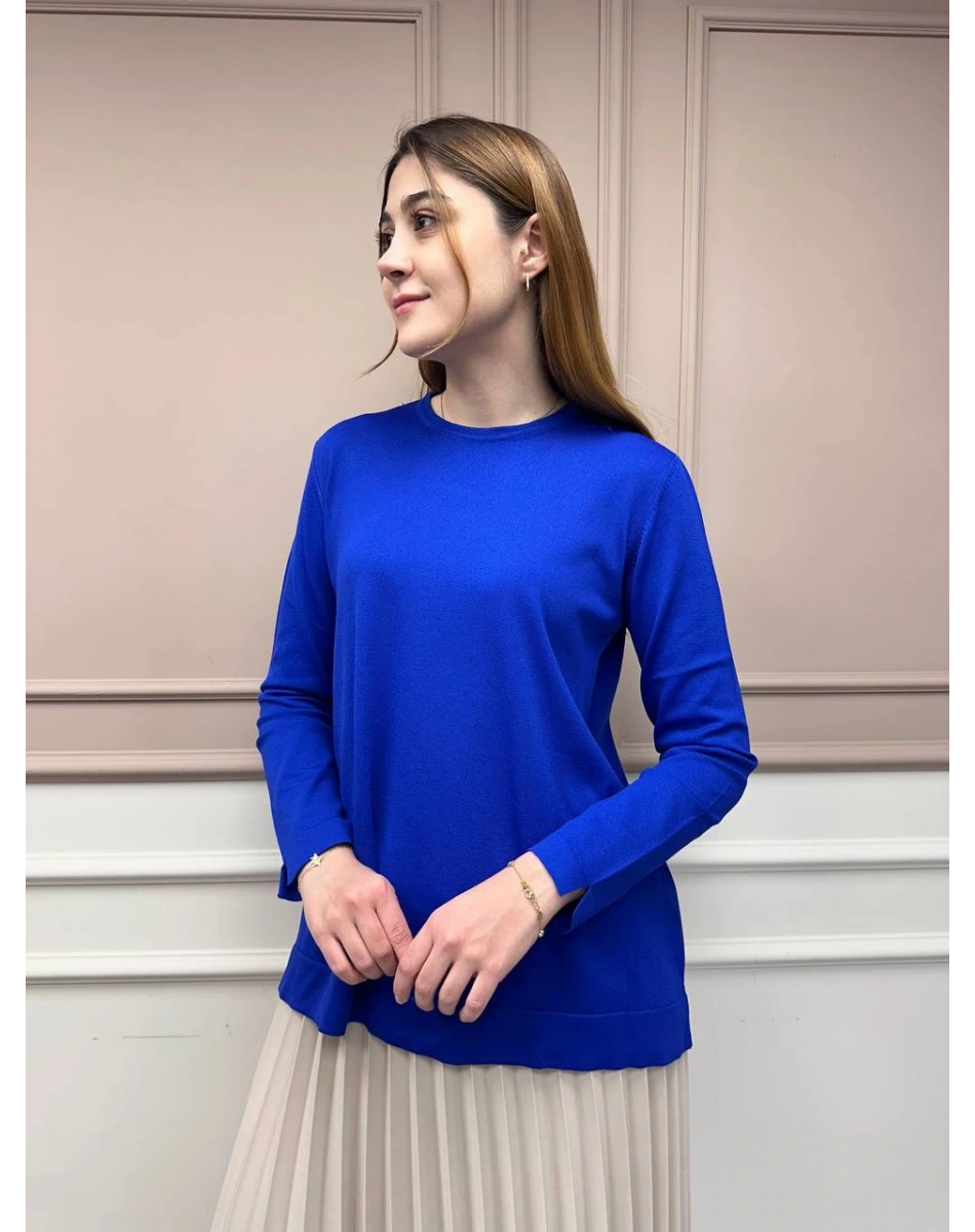 Nuss Triko 25Y902 Saks Önü Kısa Arkası Uzun Tunik