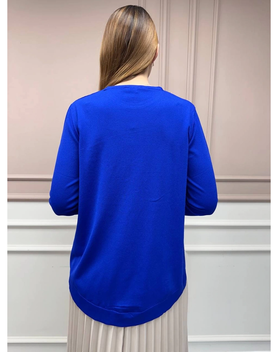 Nuss Triko 25Y902 Saks Önü Kısa Arkası Uzun Tunik