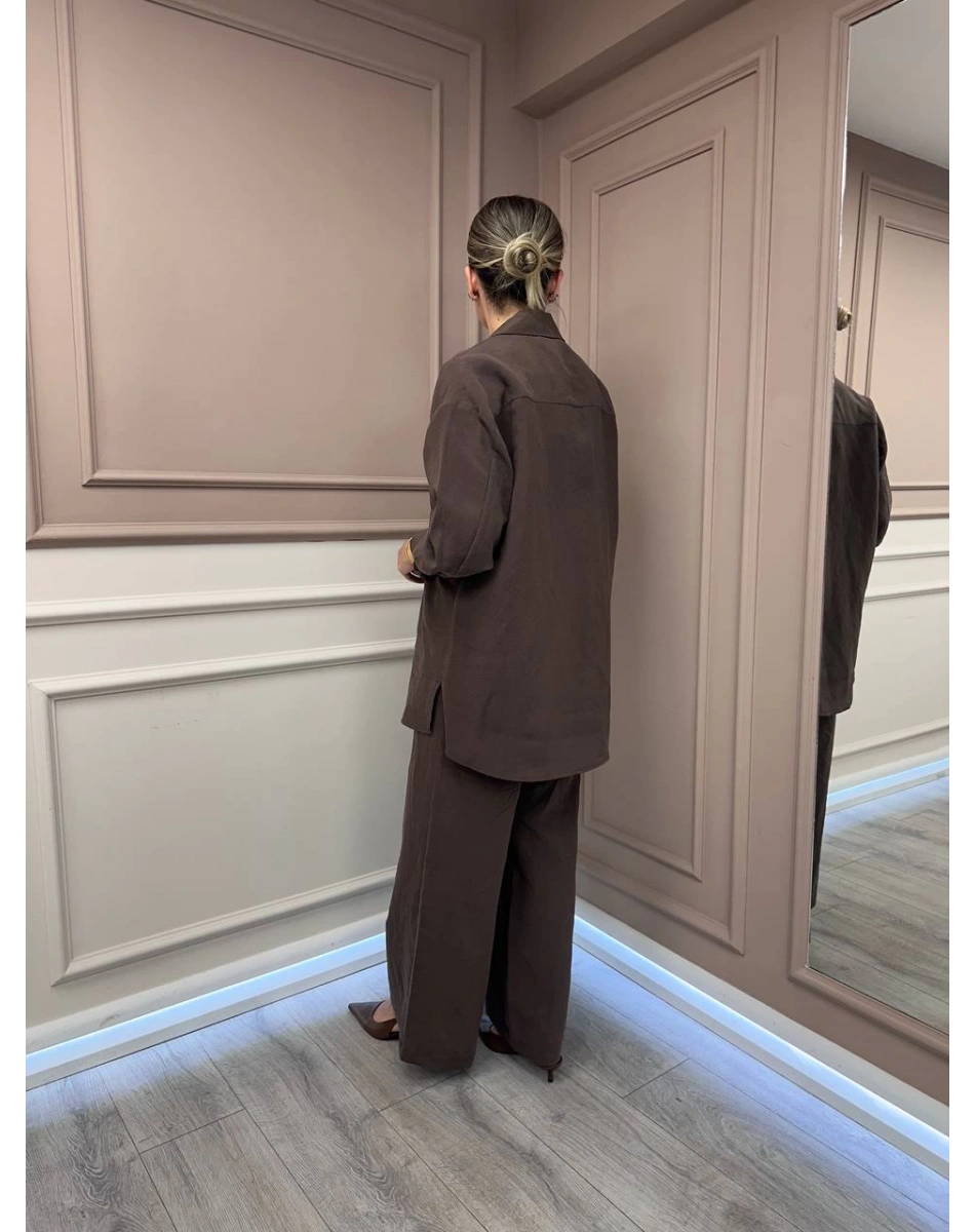 Nuss Triko 26K1021 Kahve Cep Detaylı İkili Takım