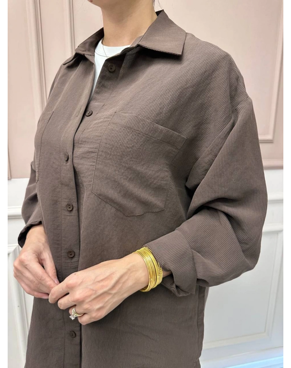 Nuss Triko 26K1021 Kahve Cep Detaylı İkili Takım