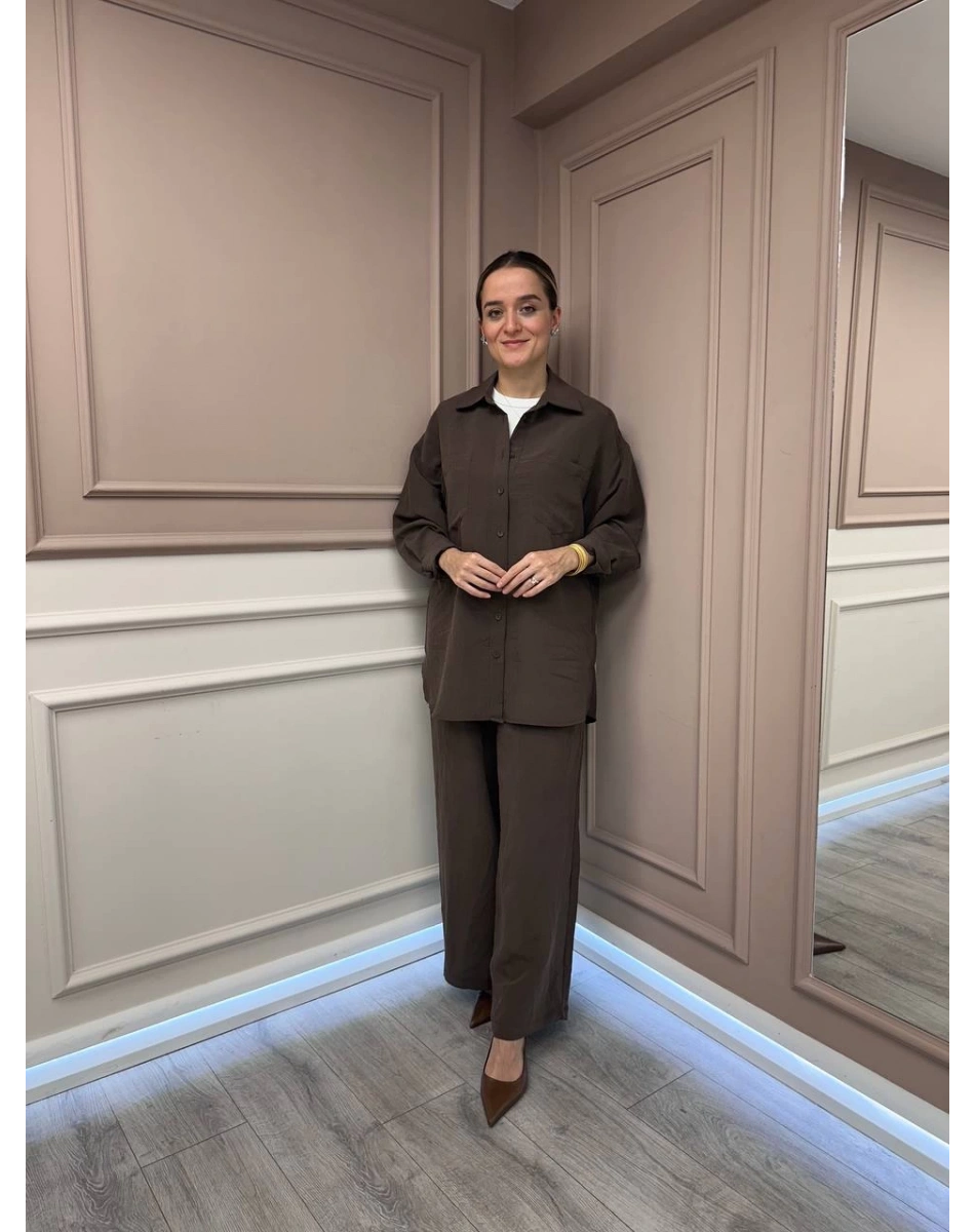 Nuss Triko 26K1021 Kahve Cep Detaylı İkili Takım