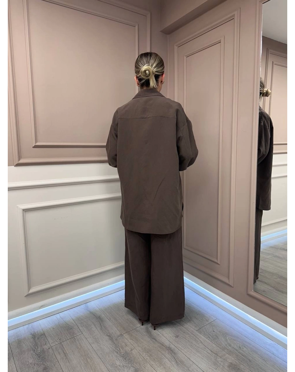 Nuss Triko 26K1021 Kahve Cep Detaylı İkili Takım