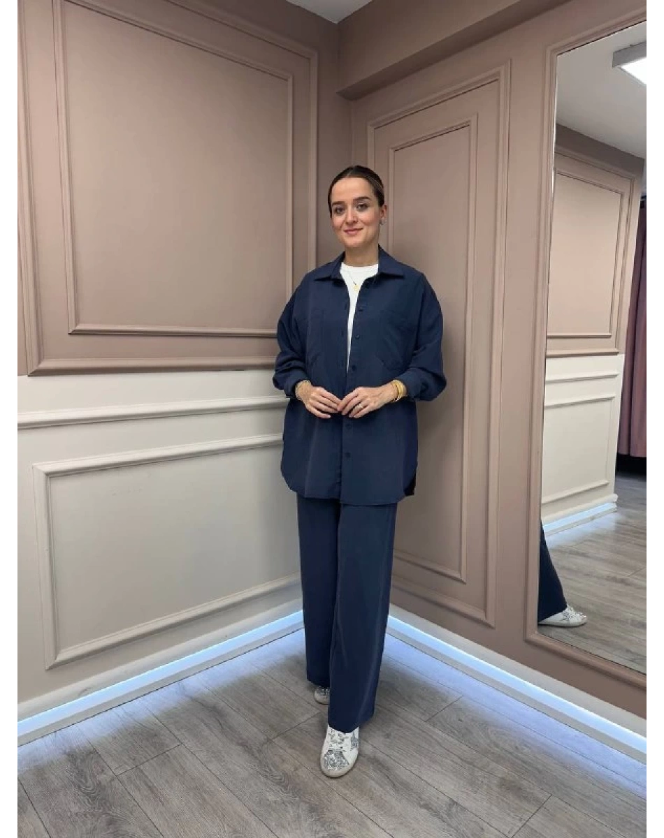 Nuss Triko 26K1021 Lacivert Cep Detaylı İkili Takım