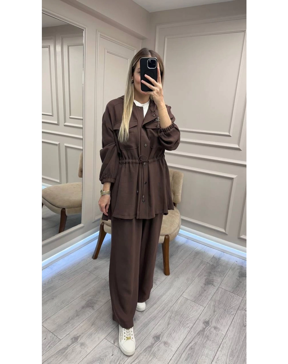 Nuss Triko 26K1022 Bitter İşleme Detaylı Bağlamalı Takım