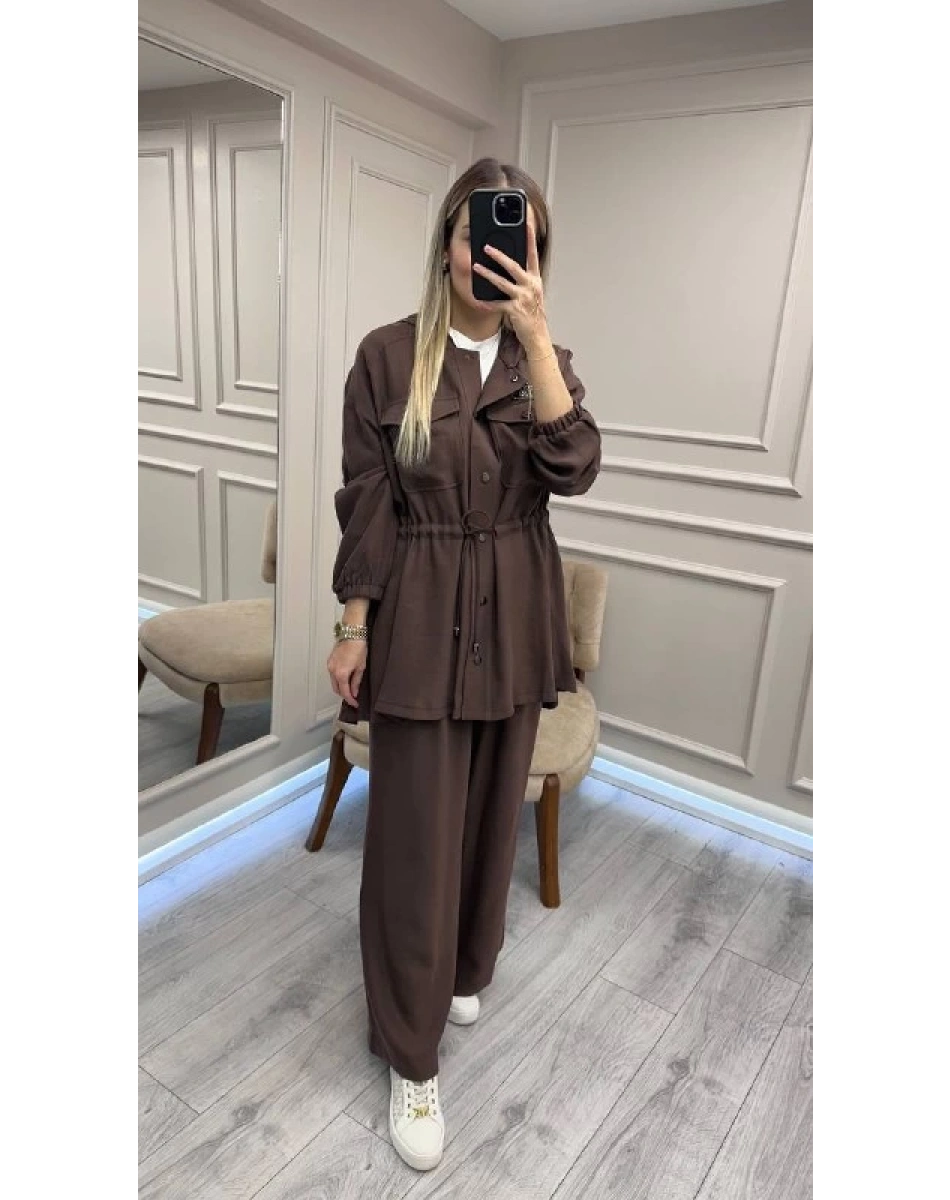 Nuss Triko 26K1022 Bitter İşleme Detaylı Bağlamalı Takım