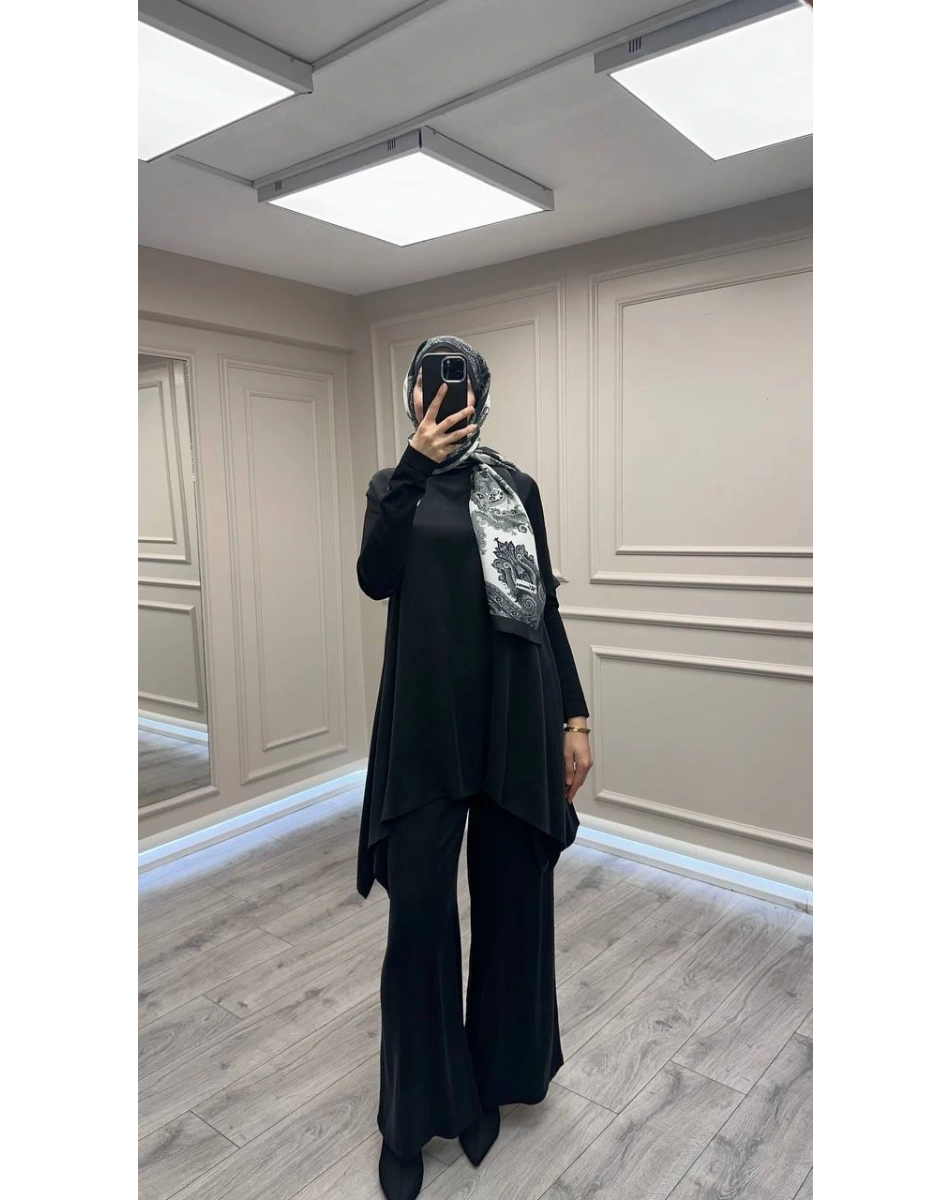 Nuss Triko 26K1033 Siyah Yakası Detaylı Takım