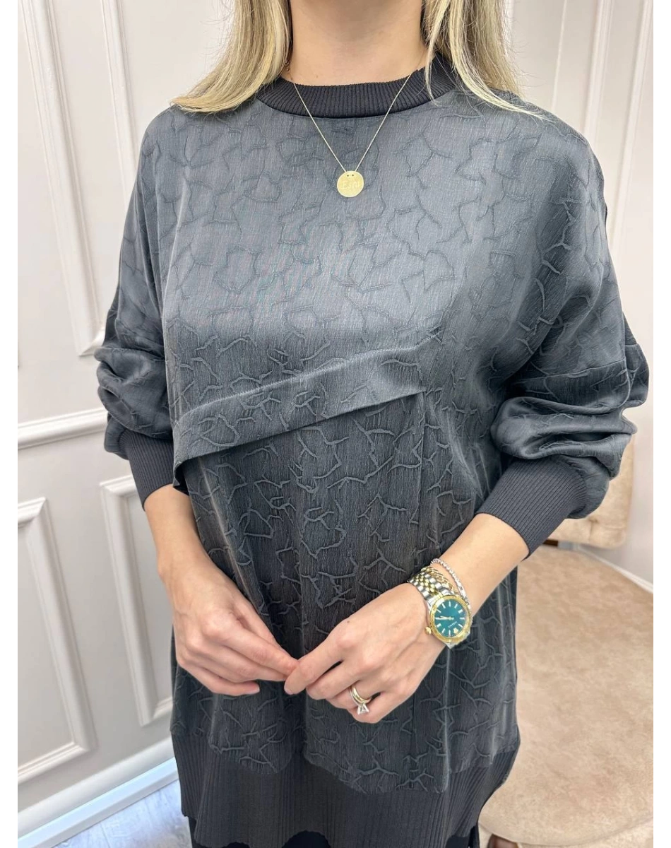 Nuss Triko 26K3003 Antrasit Önü Detaylı Tunik