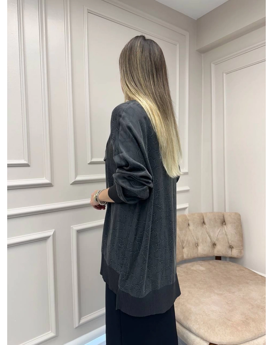 Nuss Triko 26K3003 Antrasit Önü Detaylı Tunik