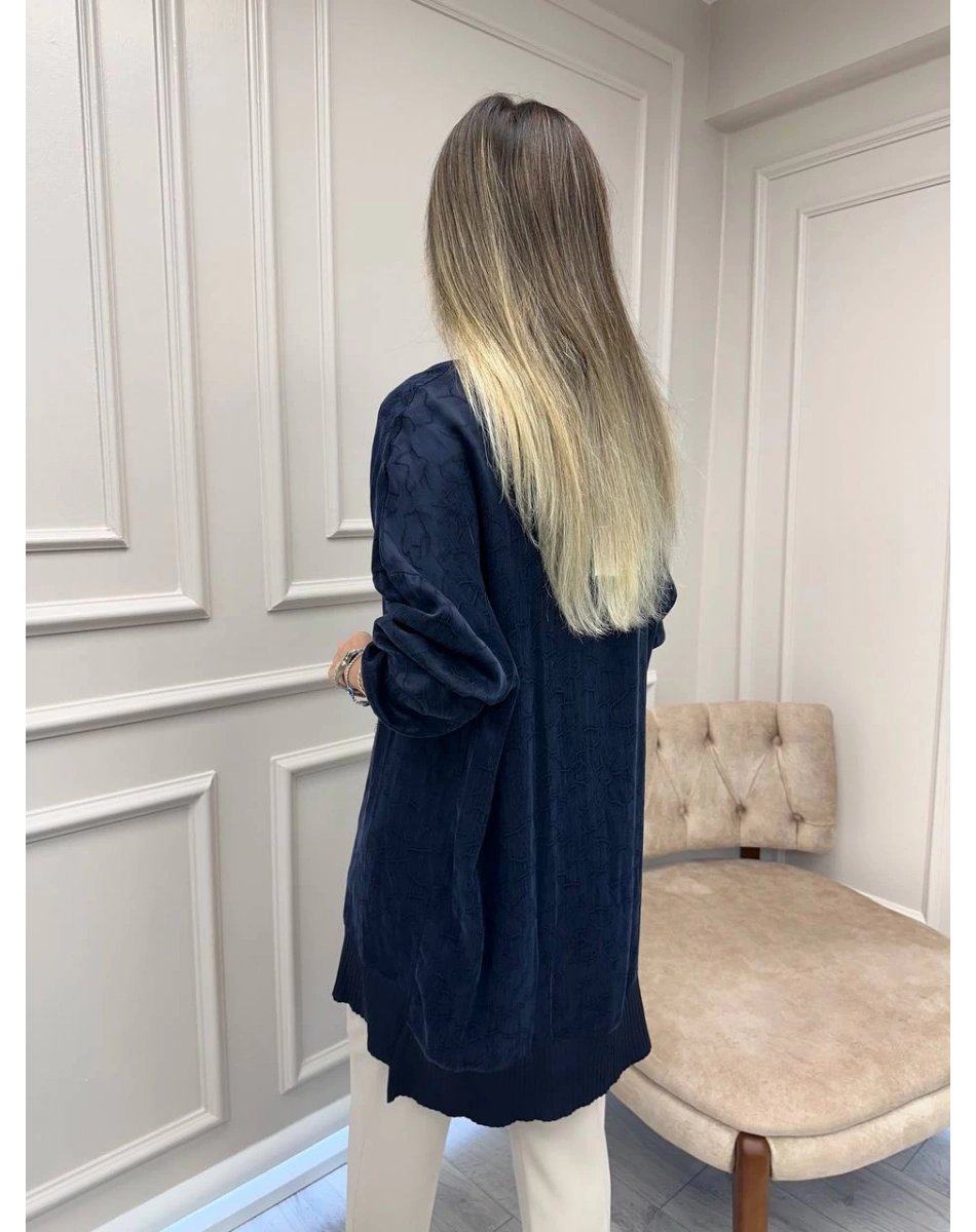 Nuss Triko 26K3003 Lacivert Önü Detaylı Tunik