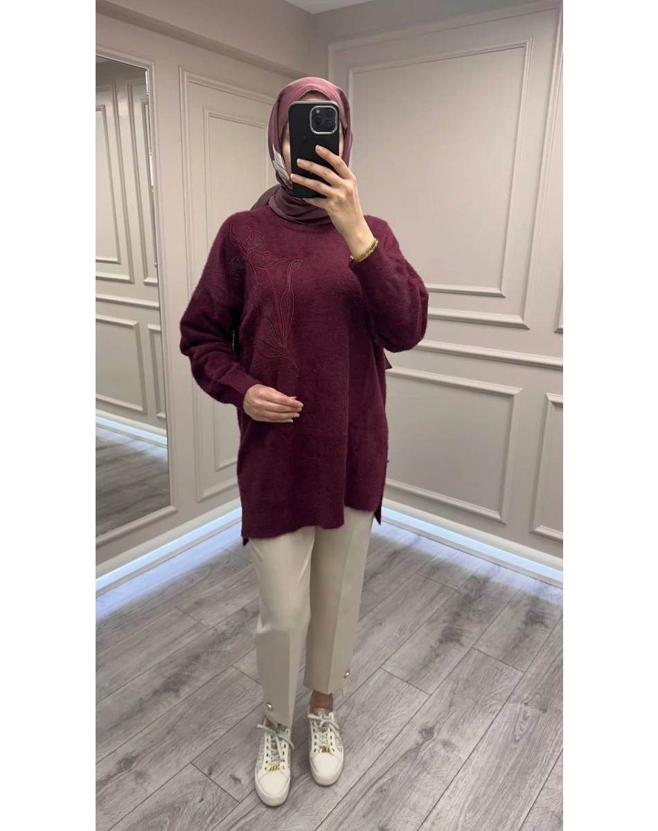 Nuss Triko 26K7004 Bordo Angora Kazak