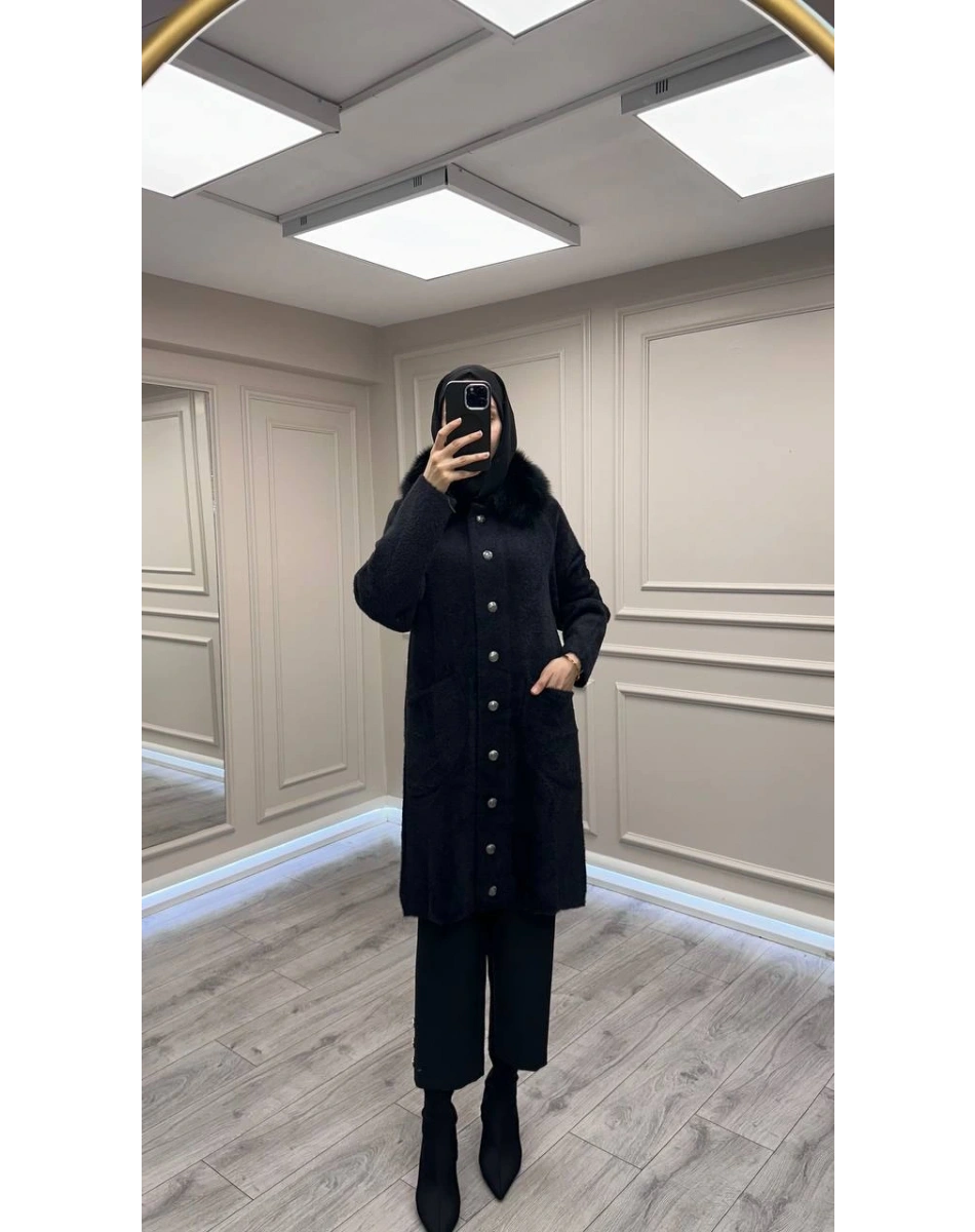 Nuss Triko NS-26K7011 Siyah Angora Kaban