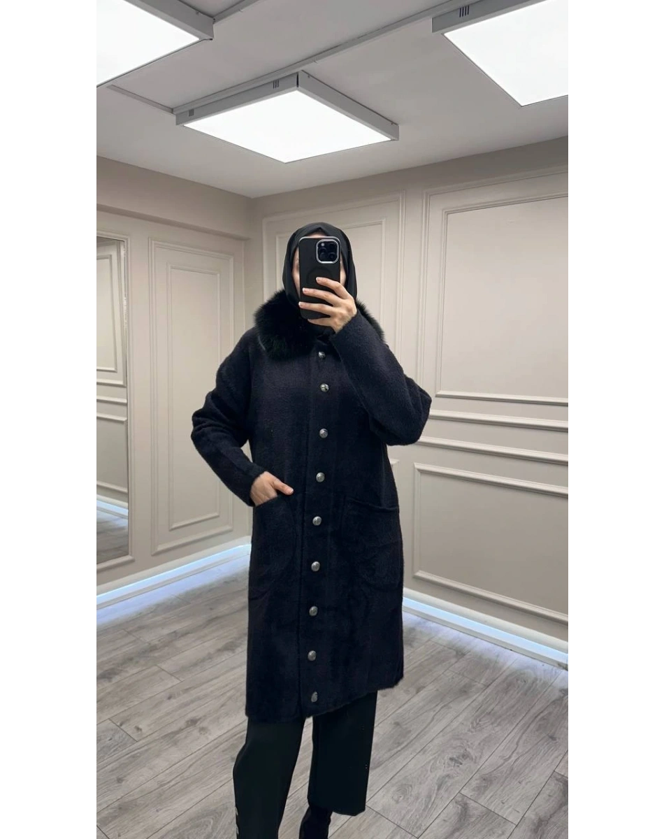 Nuss Triko NS-26K7011 Siyah Angora Kaban