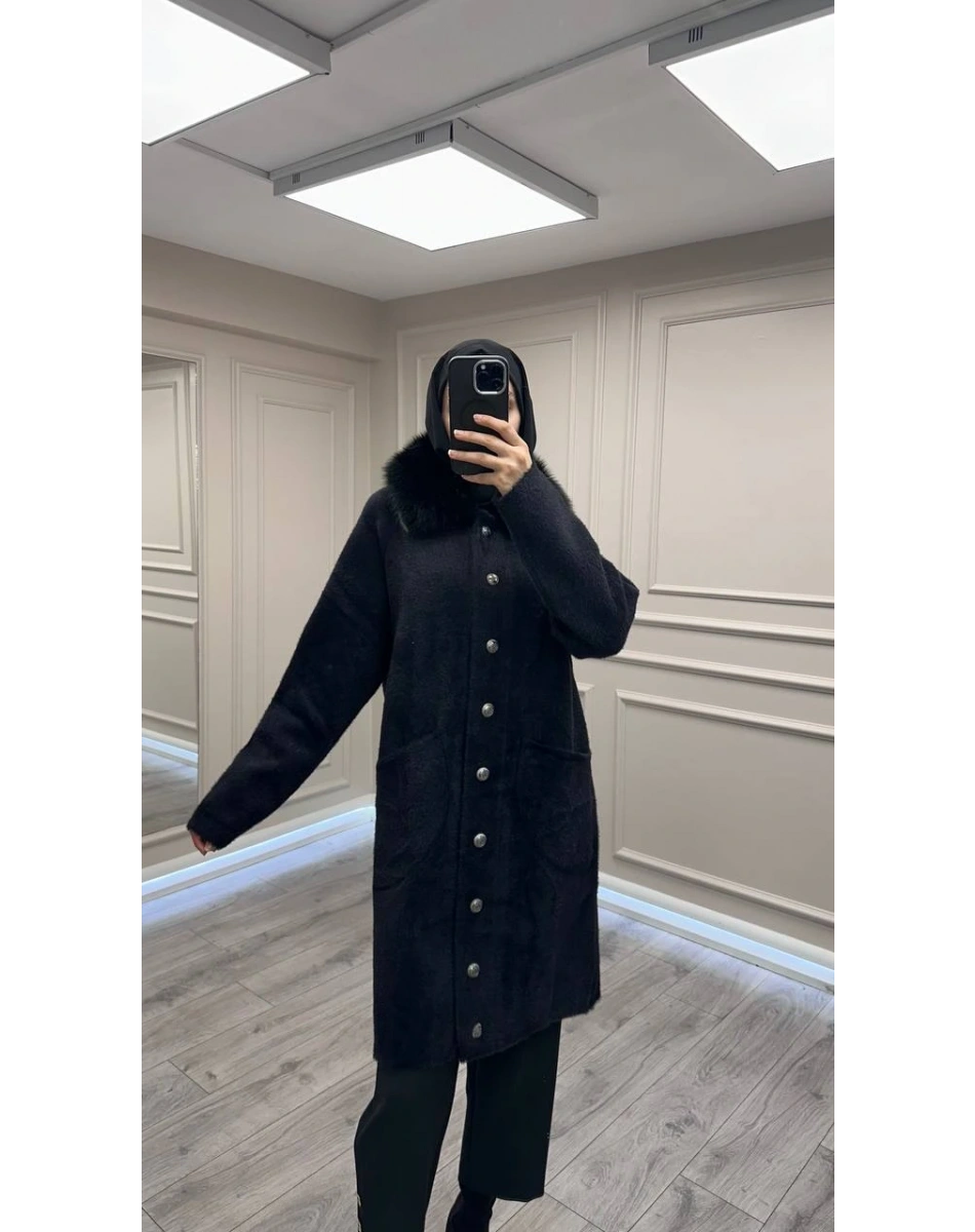 Nuss Triko NS-26K7011 Siyah Angora Kaban