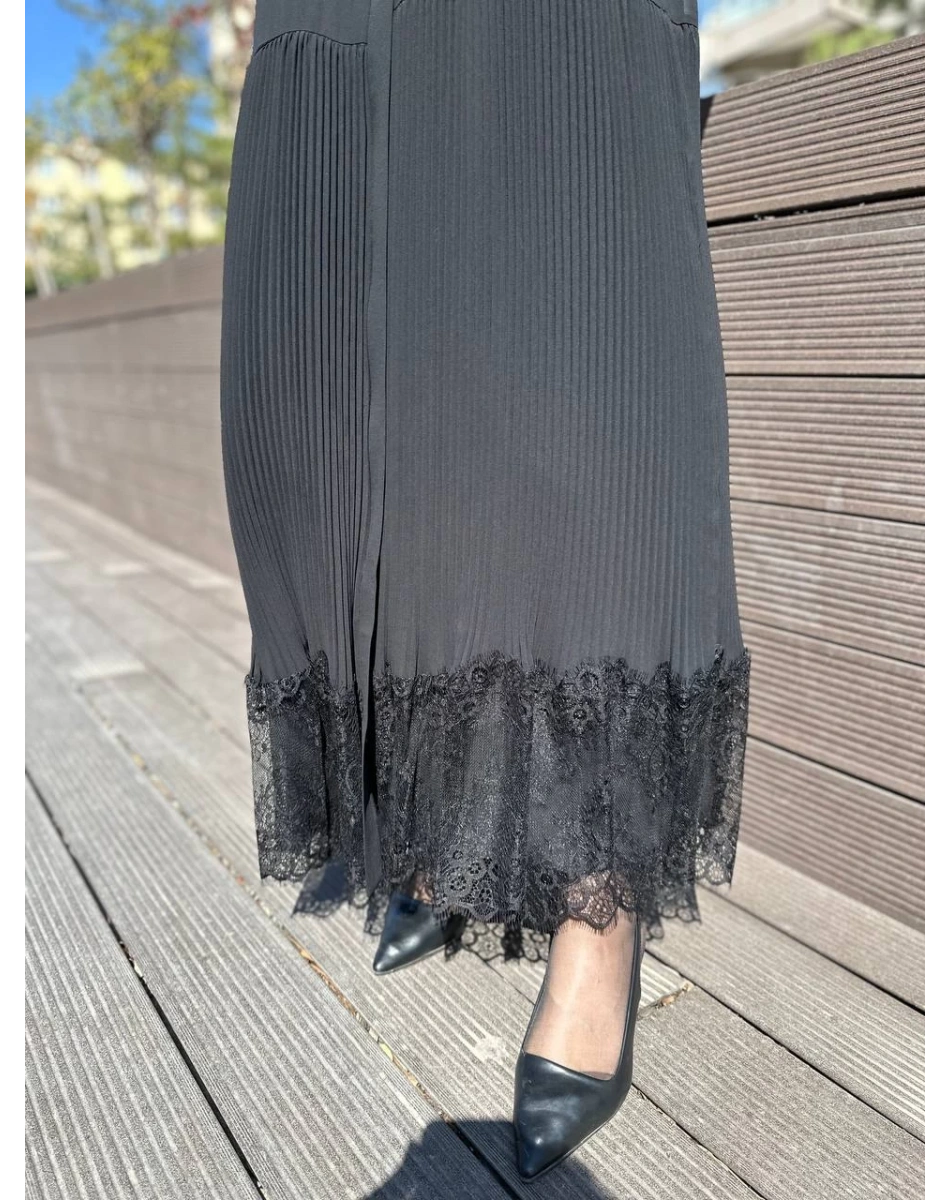 Qeffa Q174 Siyah Pilise Dantel Detaylı Ferace