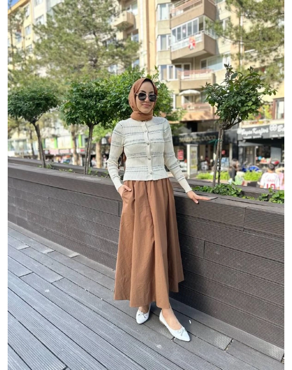 Qooq 24SS510 Camel Keti Etek