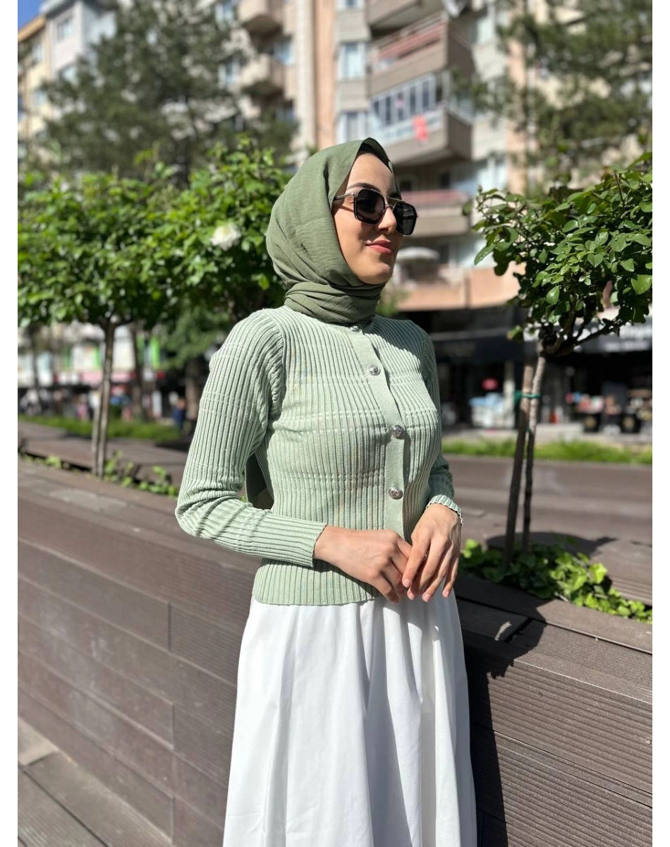 Qooq 24SS699 Mint Triko Hırka