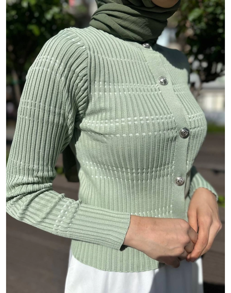 Qooq 24SS699 Mint Triko Hırka