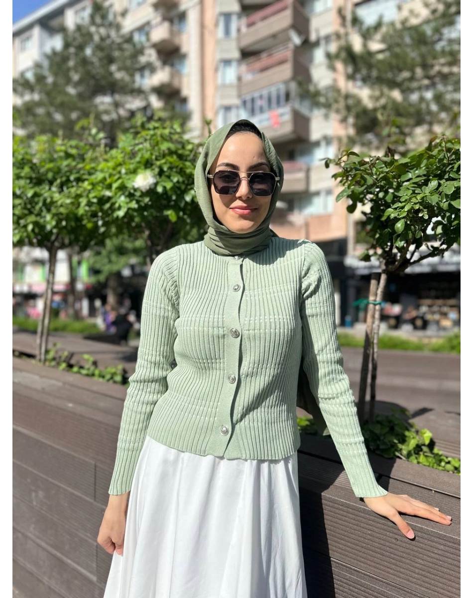 Qooq 24SS699 Mint Triko Hırka