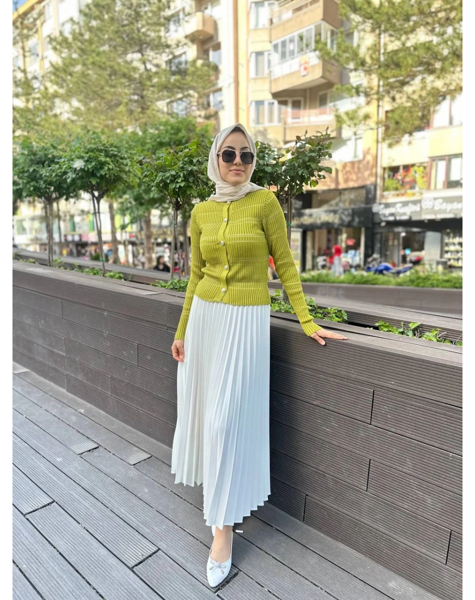 Qooq 24SS699 Oil Triko Hırka