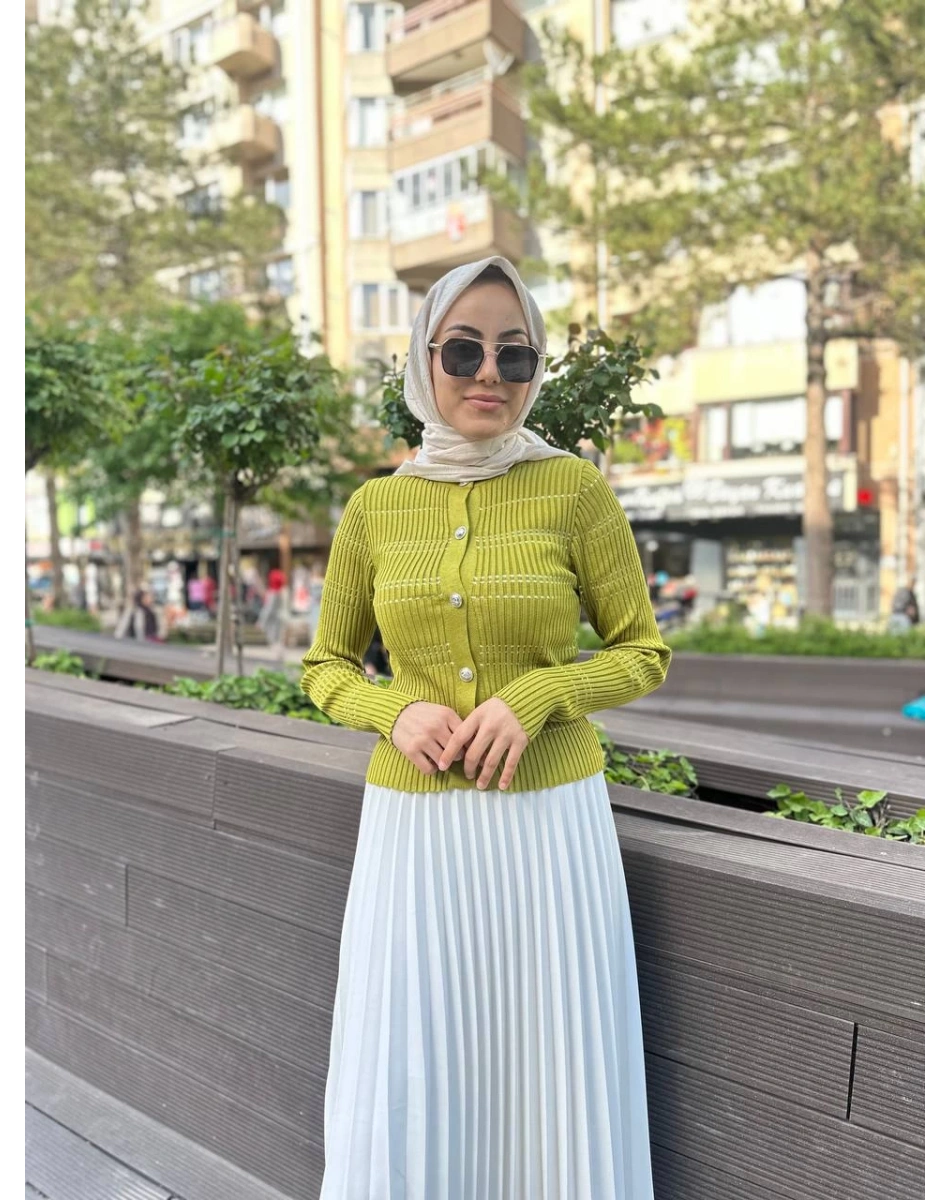 Qooq 24SS699 Oil Triko Hırka