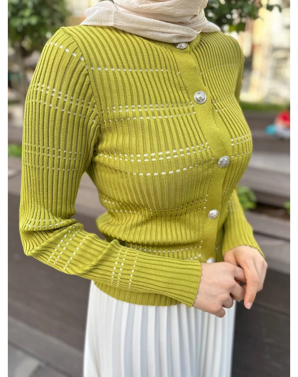 Qooq 24SS699 Oil Triko Hırka