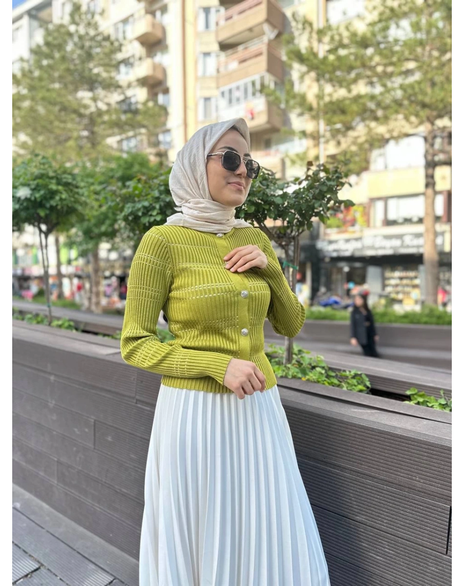 Qooq 24SS699 Oil Triko Hırka