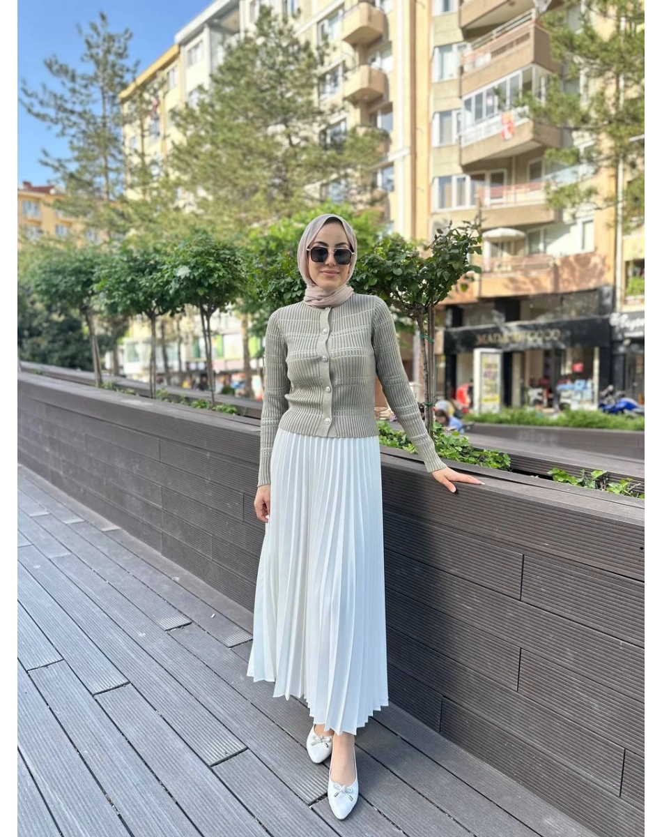 Qooq 24SS699 Vizon Triko Hırka