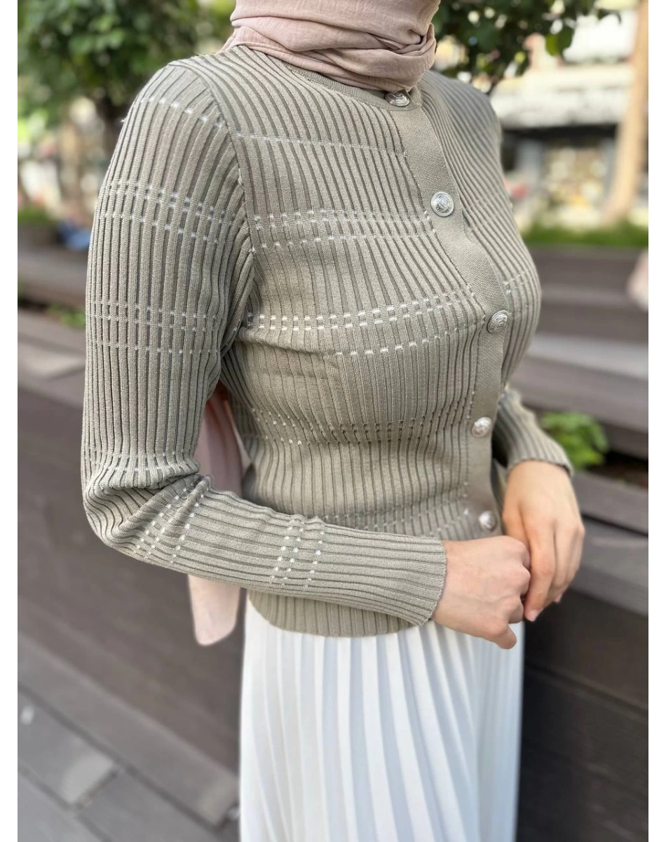 Qooq 24SS699 Vizon Triko Hırka