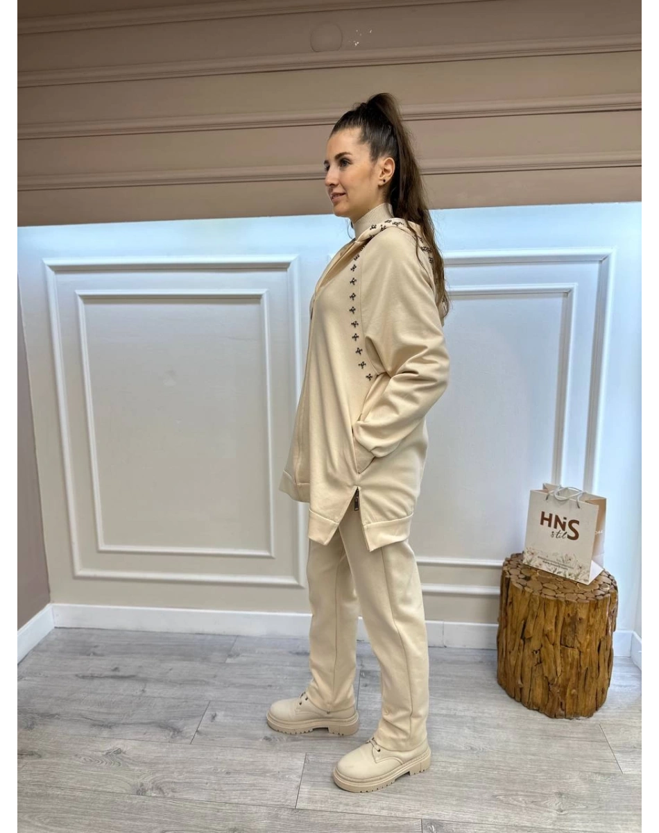 Qupra QAV52029 Ekru Pantolonlu İkili Takım