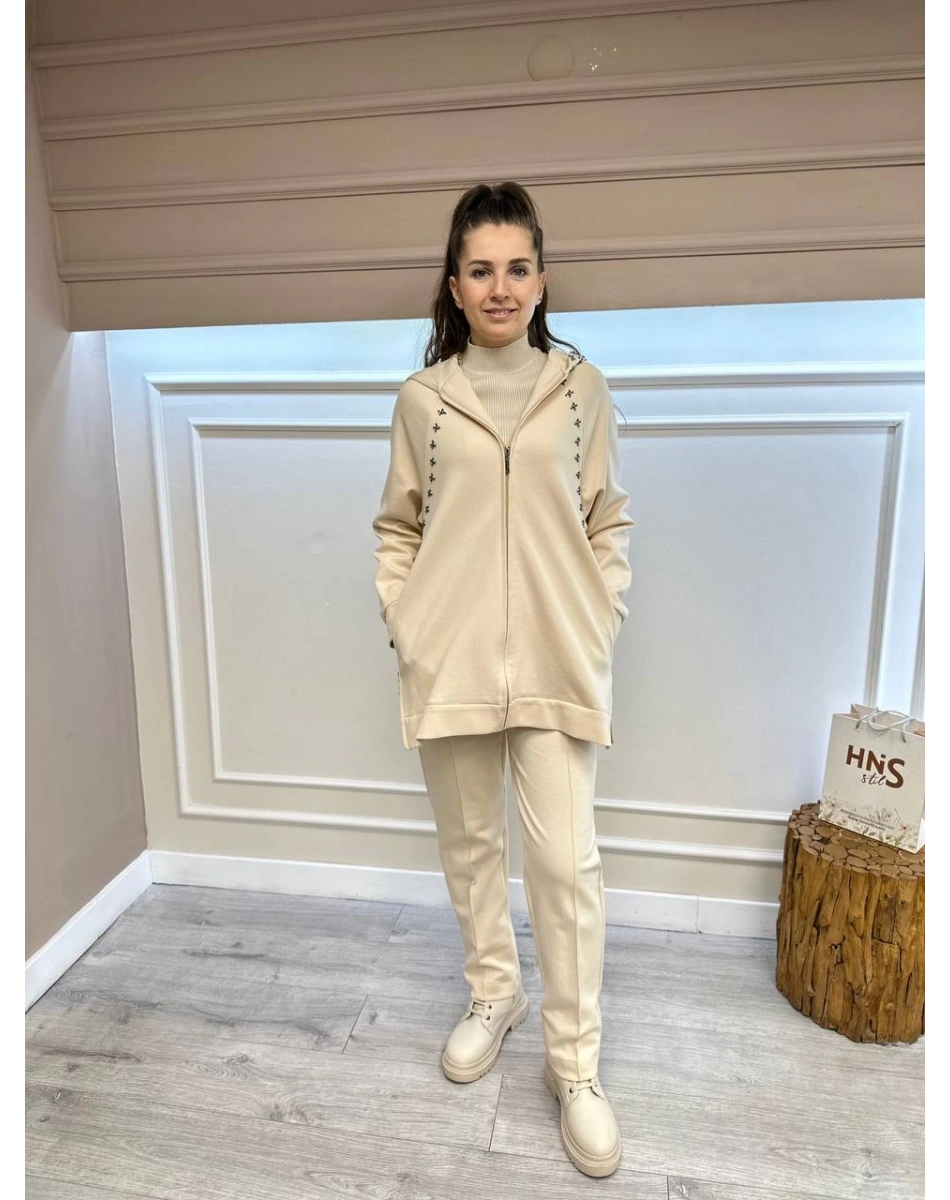 Qupra QAV52029 Ekru Pantolonlu İkili Takım