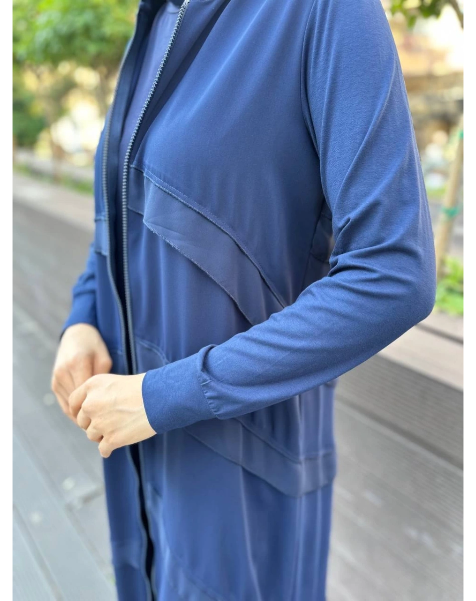 RedShow 23010 Lacivert Önü Şerit Şifonlu Kap