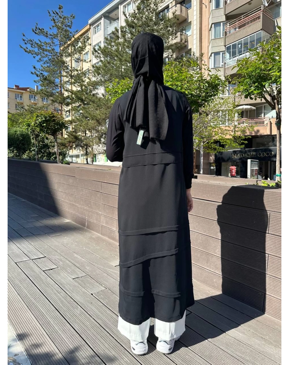 RedShow 25005 Siyah Etek Kısmı Detaylı Ferace