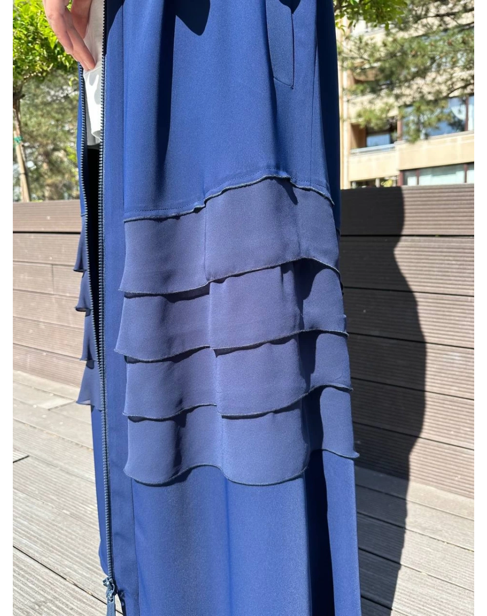 RedShow 25110 Lacivert Eteği Fırfır Detaylı Ferace