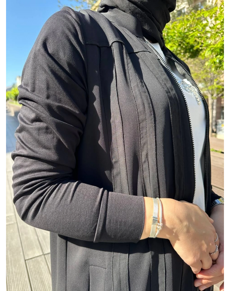 RedShow 25165 Siyah Şerit Detaylı Ferace