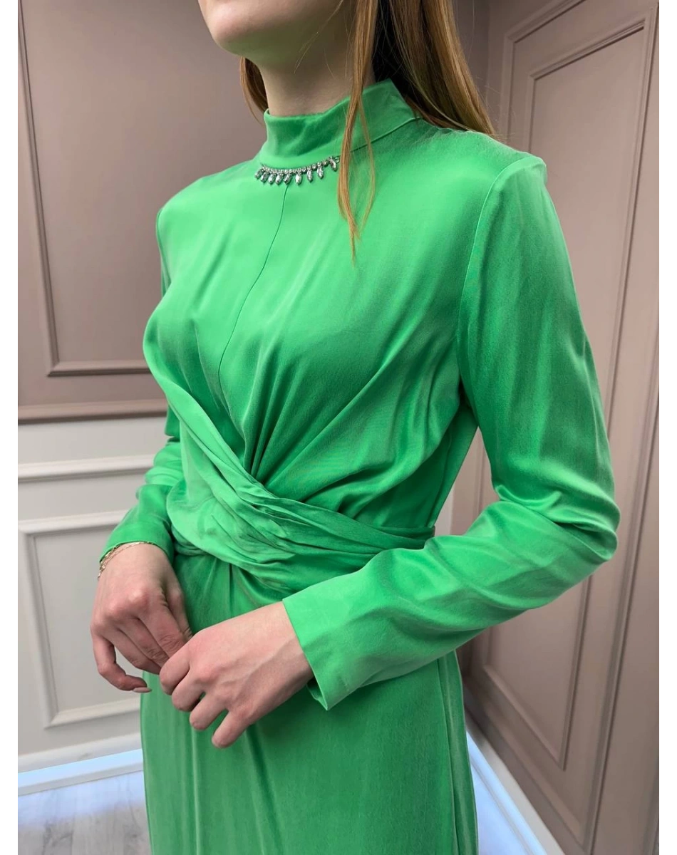 Senna 3053S23 Yeşil Inpeza Elbise