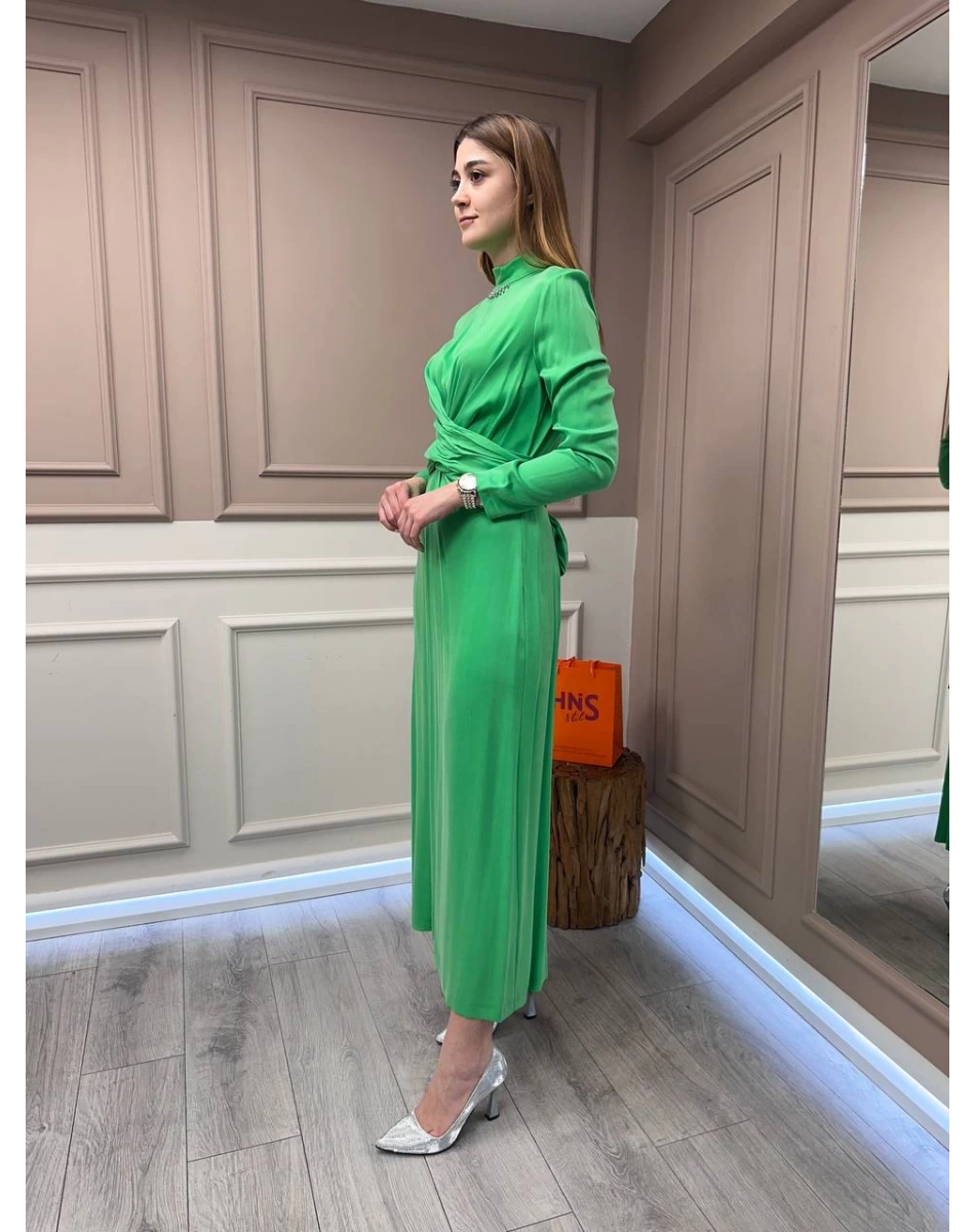 Senna 3053S23 Yeşil Inpeza Elbise