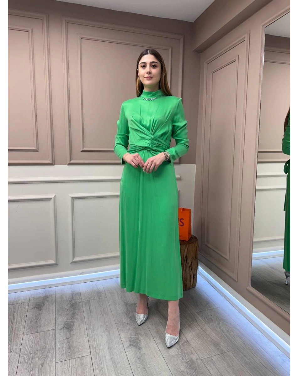 Senna 3053S23 Yeşil Inpeza Elbise