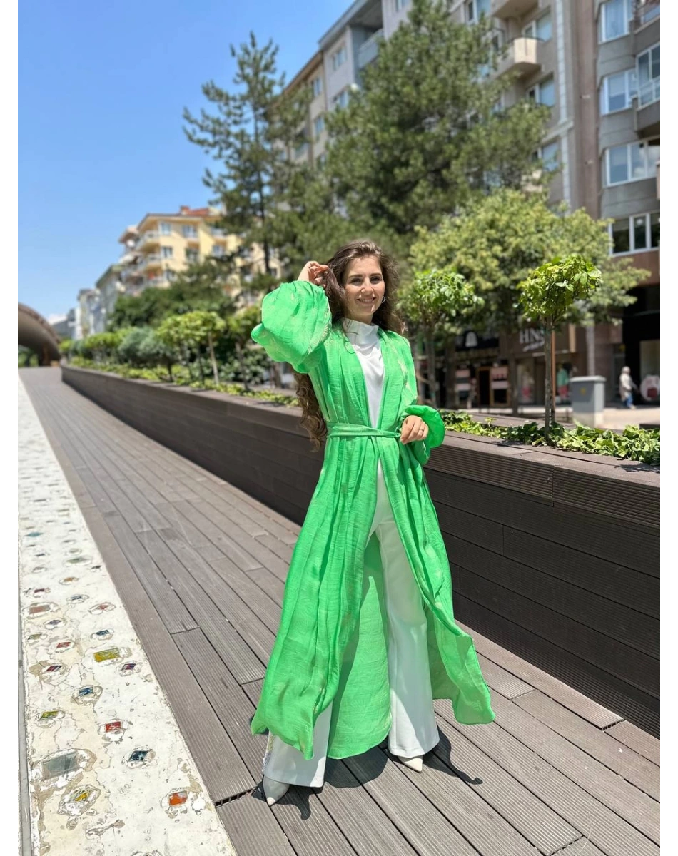 Senna 4009S23 Yeşil Noodira Abaya