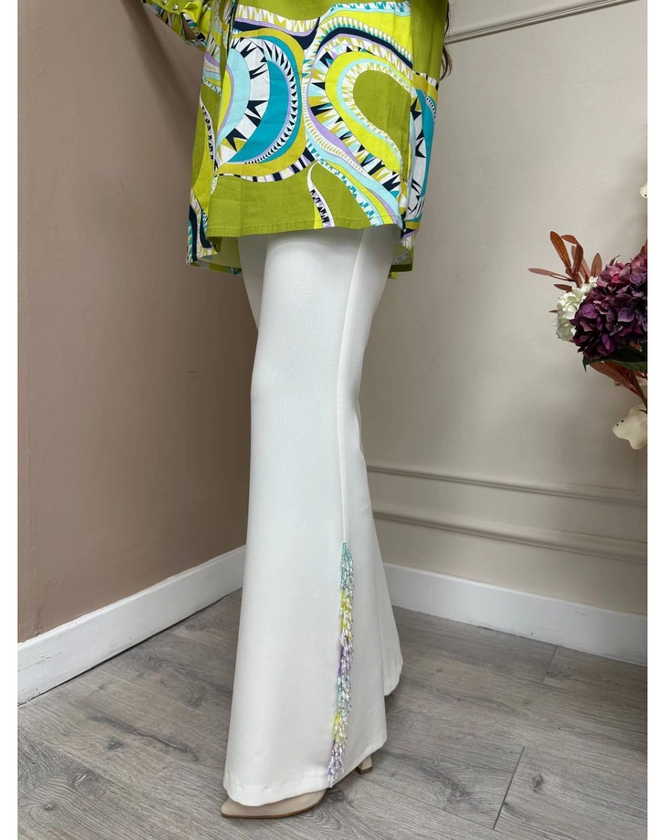 Senna 5011S23 Ekru Paça Detaylı Pantolon