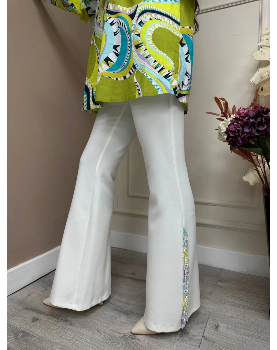 Senna 5011S23 Ekru Paça Detaylı Pantolon