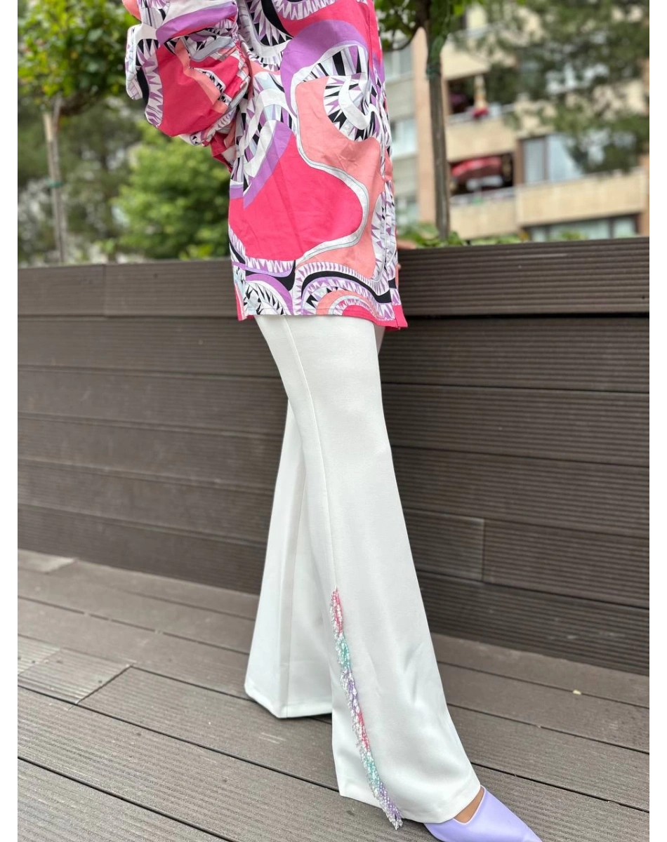 Senna 5011S23 Pembe Paça Detaylı Pantolon