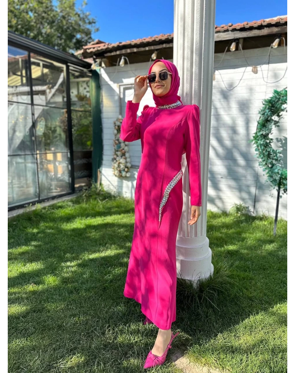 Senna SD241041030015 Fuşya Adel Abiye