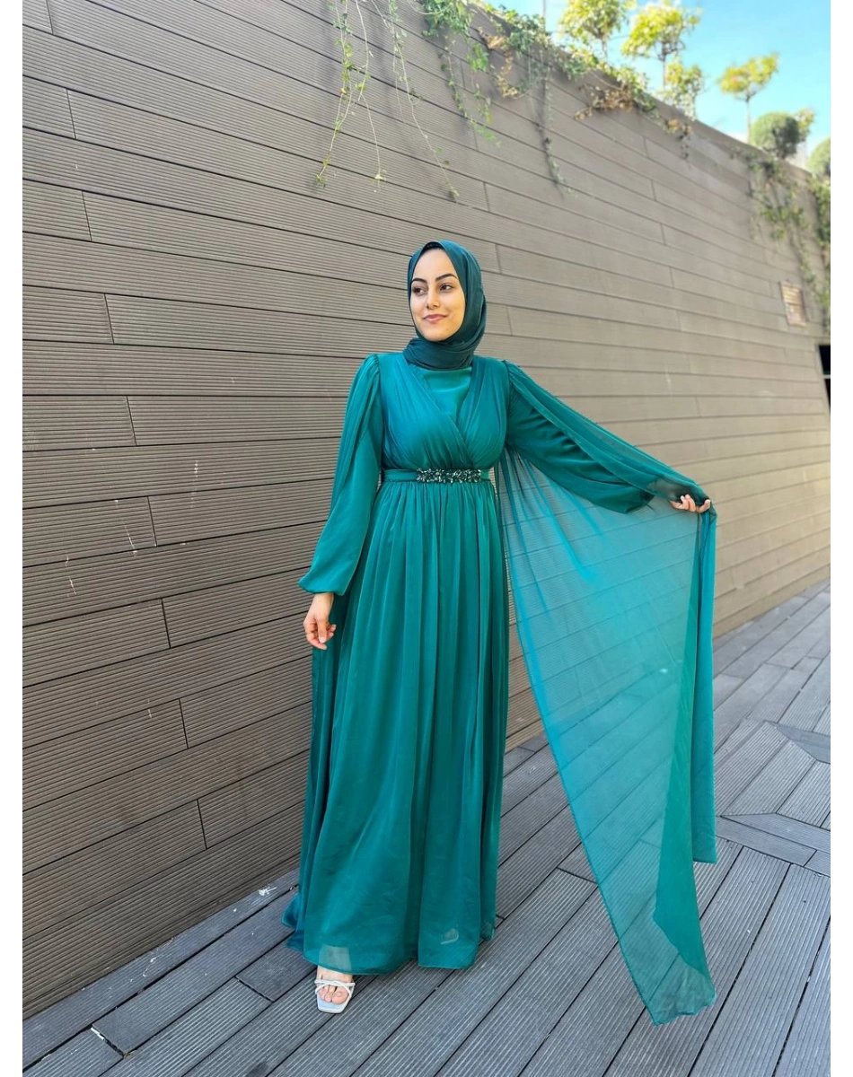 Senna SD241041030032 Zümrüt Valez Abiye