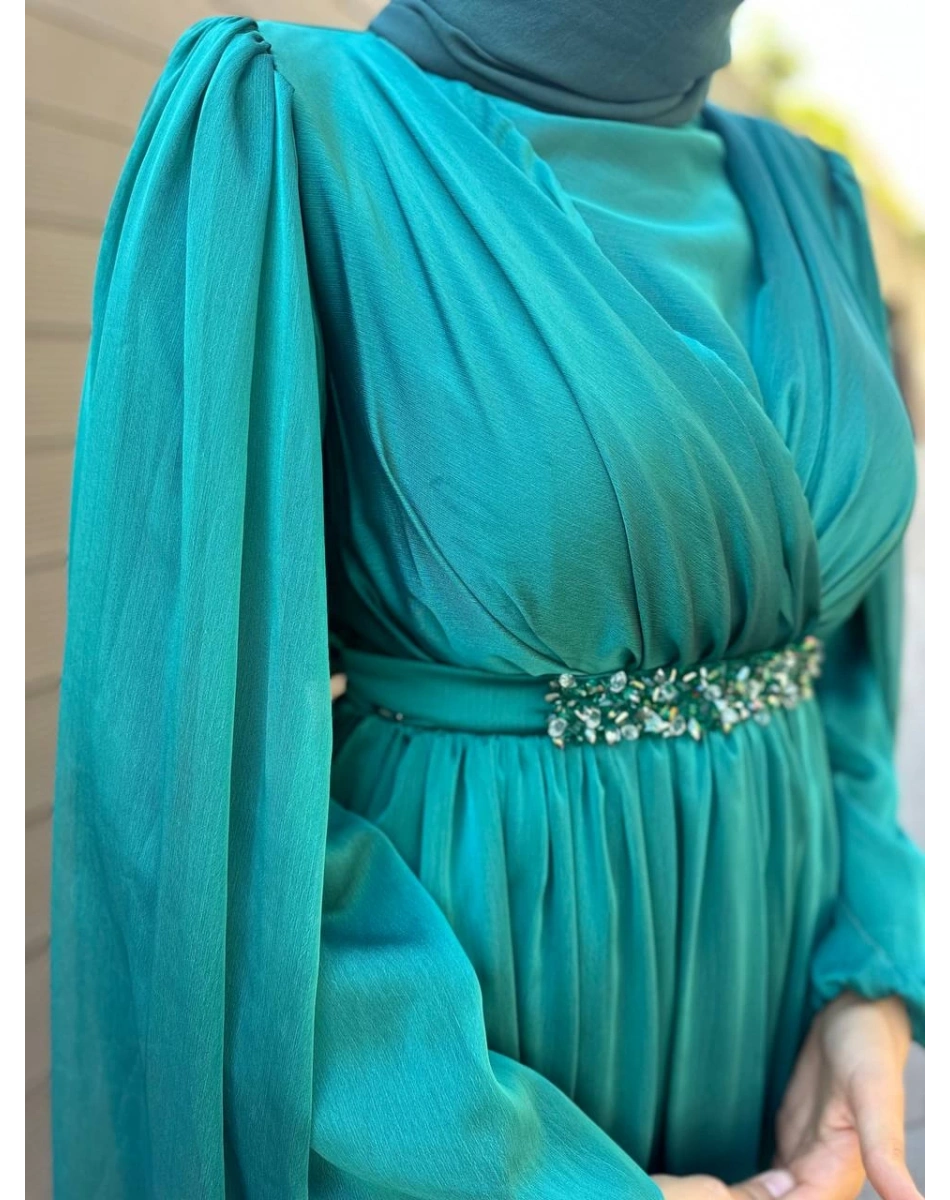 Senna SD241041030032 Zümrüt Valez Abiye