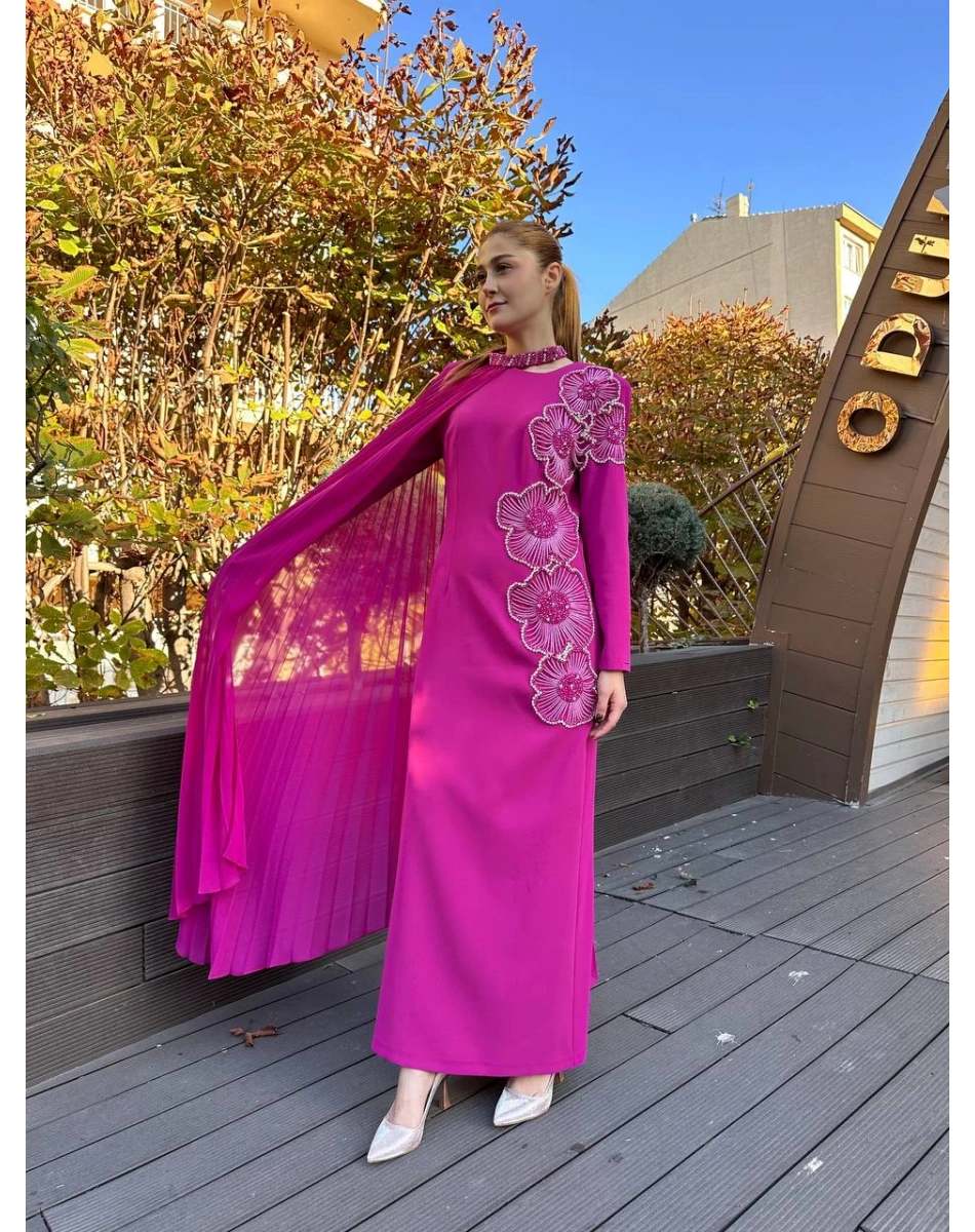 Senna SD242042030043 Fuşya Rosalin Abiye